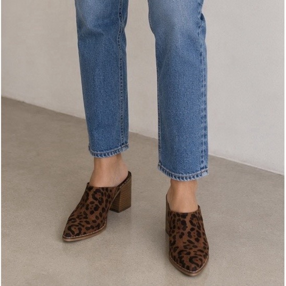 Beast Fashion Leopard Print Mule Booties Block Heel Women's Size 8 - Picture 2 of 8